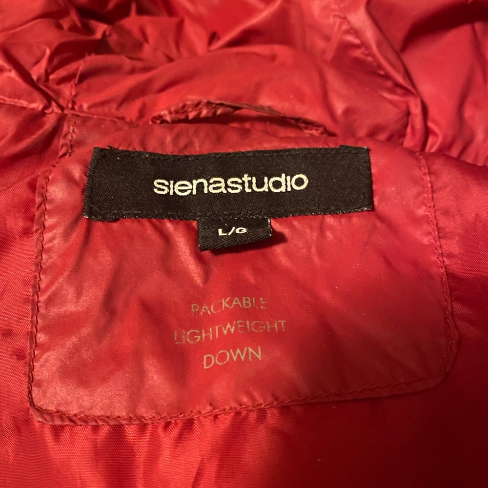 Sienastudio Packable Lightweight Down Sz L 2 inside pockets 2 outside pockets - Picture 3 of 9